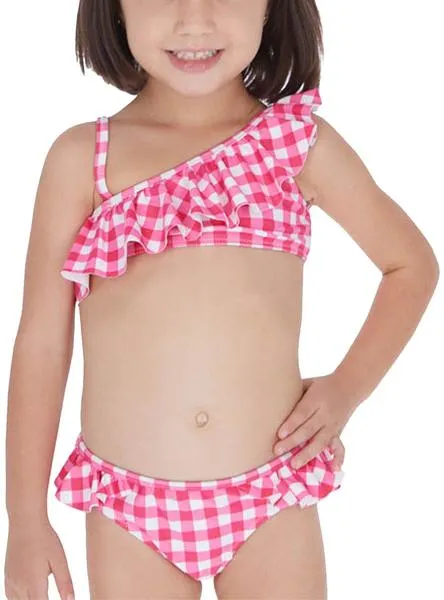 bikini mayoral vichy rosa fucsia para niña