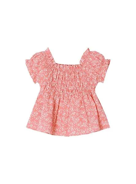 Blusa Mayoral Seersucker Estampada Rosa para Niña