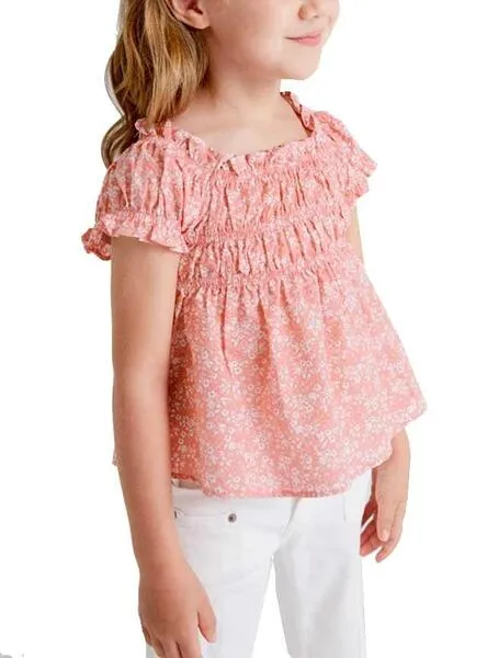 Blusa Mayoral Seersucker Estampada Rosa para Niña