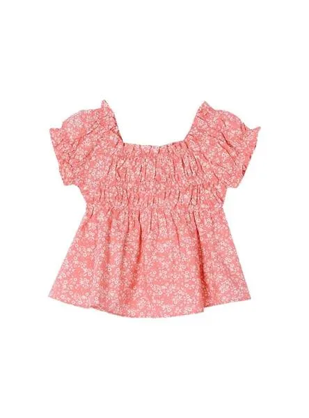 Blusa Mayoral Seersucker Estampada Rosa para Niña