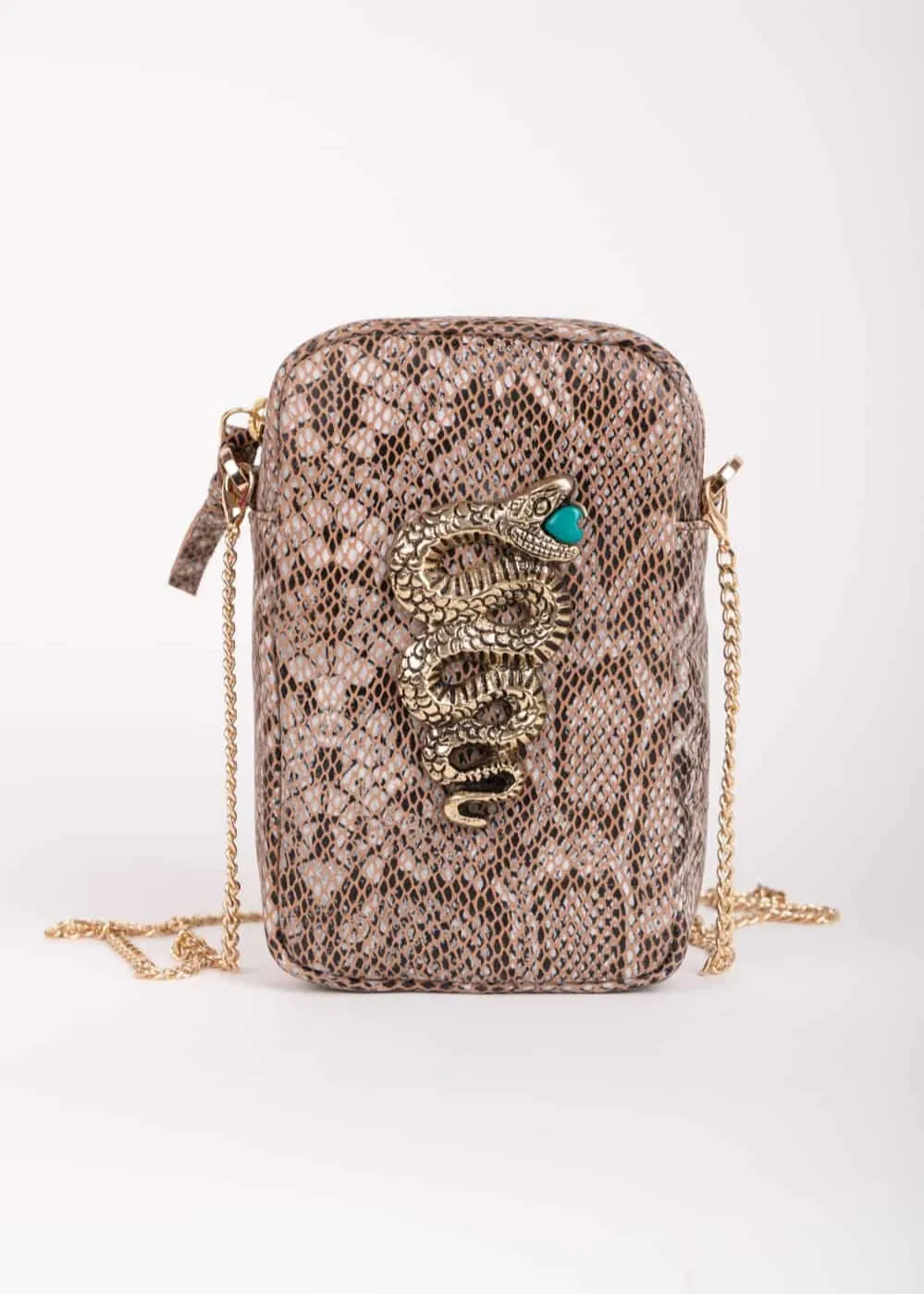 Bolso mini serpiente marron piel