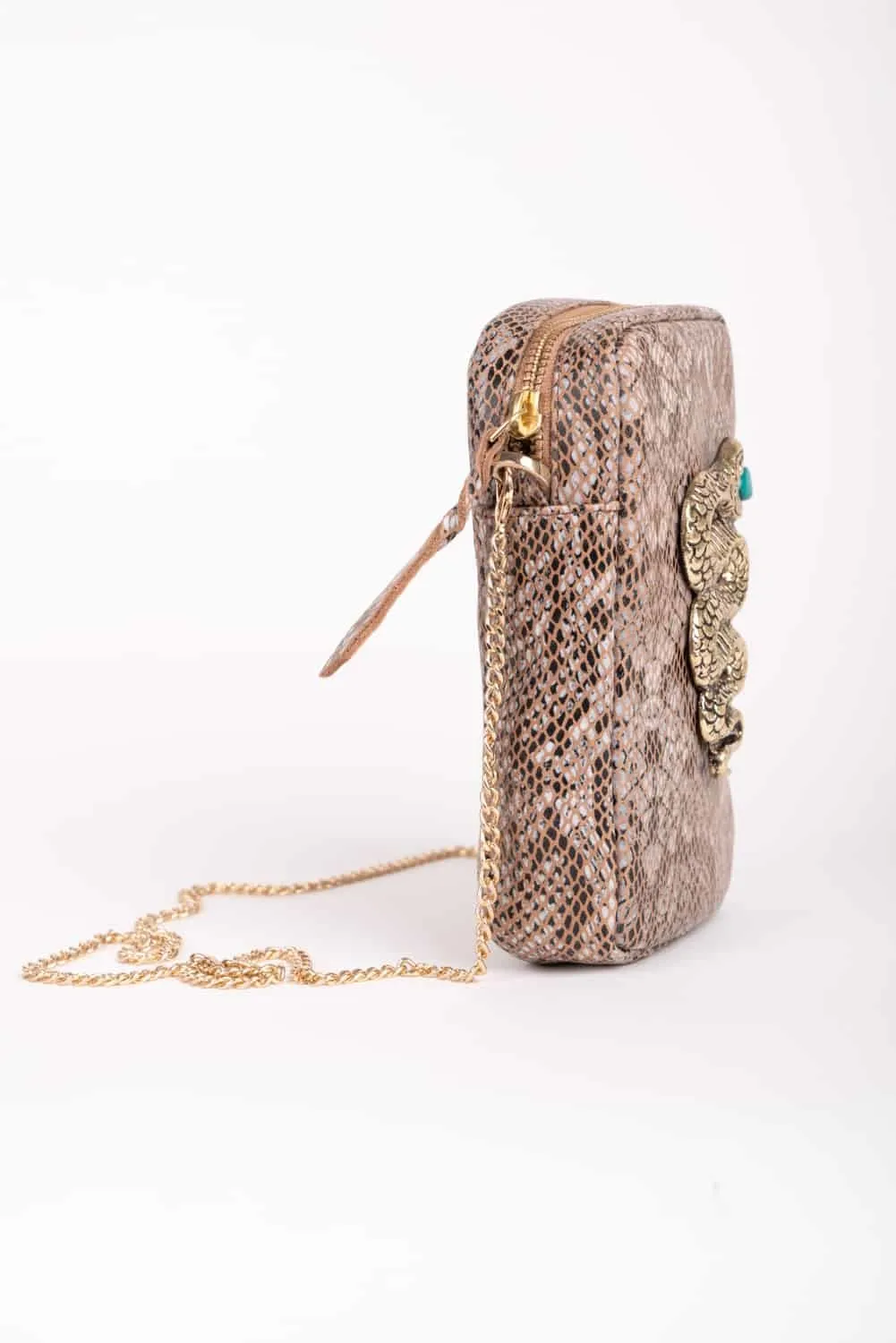 Bolso mini serpiente marron piel