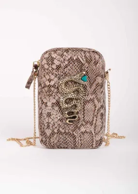 Bolso mini serpiente marron piel