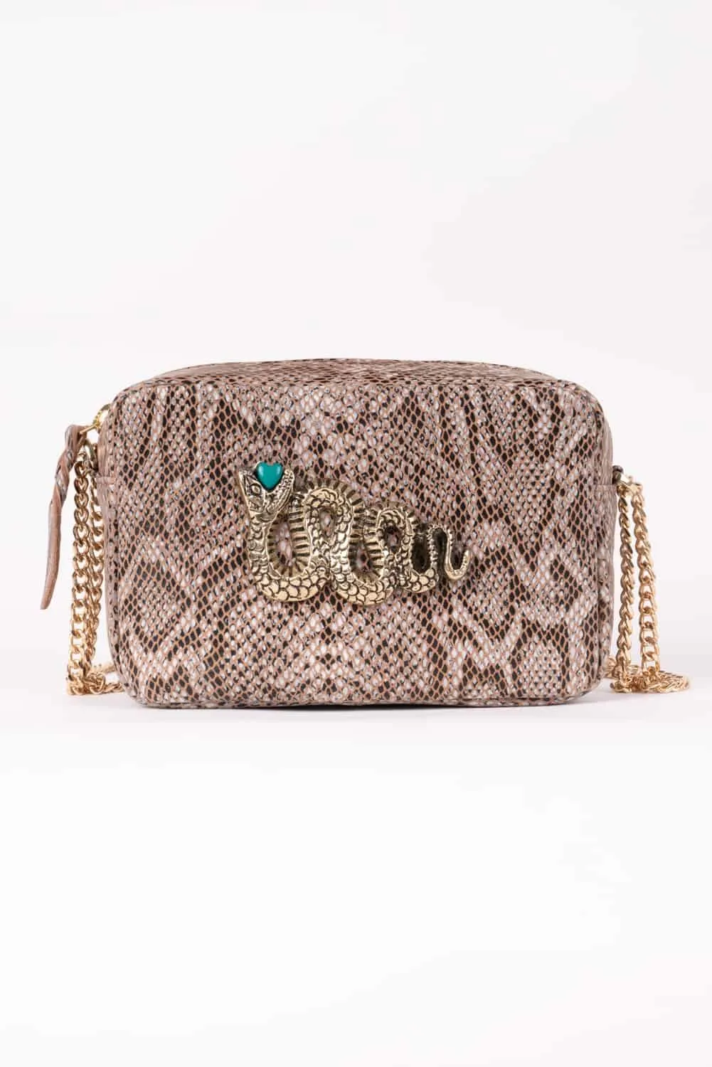 Bolso mini serpiente marron piel