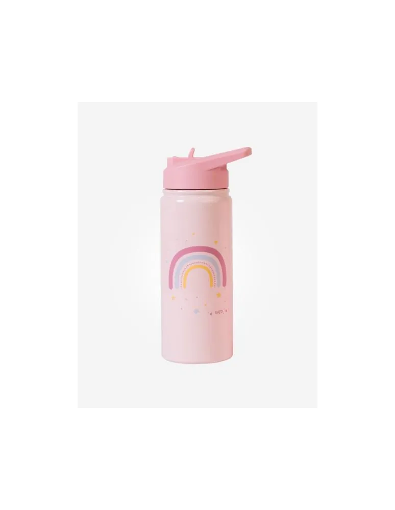 BOTELLA TÉRMICA INFANTIL CON PAJITA 500 ML ROSA SARO