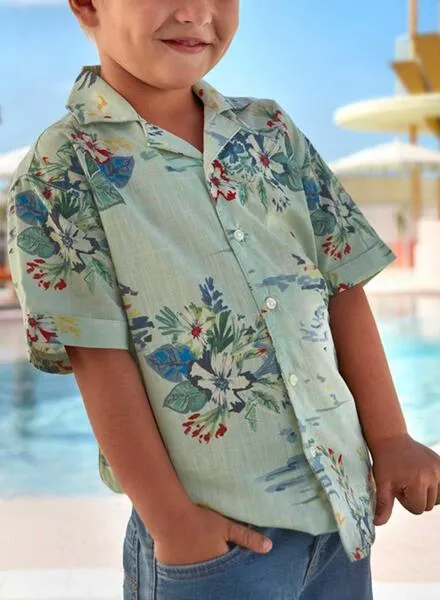 Camisa Mayoral Resort Estampado Floral Para Niño