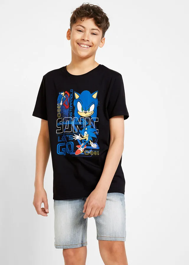 Camiseta infantil de Sonic Negro estampado