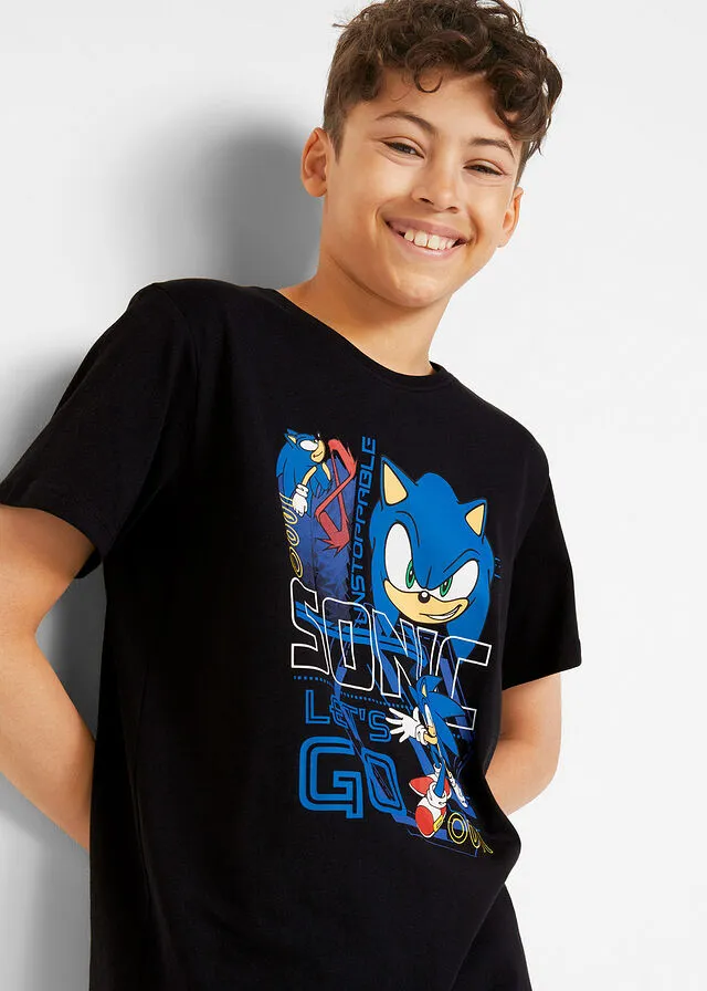 Camiseta infantil de Sonic Negro estampado