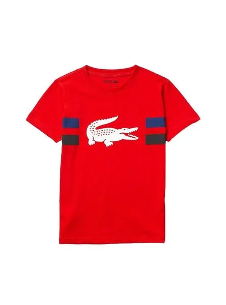 camiseta lacoste croco rojo para niño