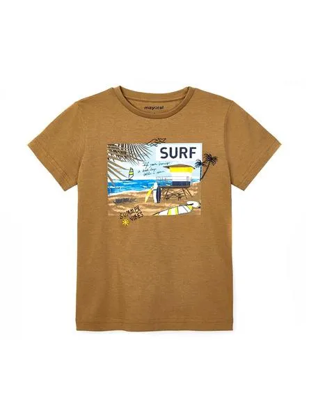 Camiseta Mayoral Surf Playa Marrón Para Niño