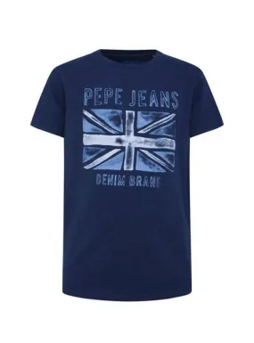 camiseta pepe jeans anton azul para niño