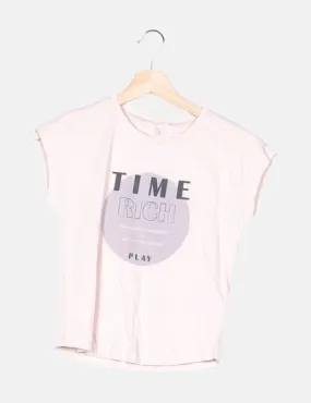 Only Play Camiseta rosa print letras