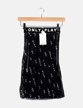 Only Play Falda plisada negra print letters