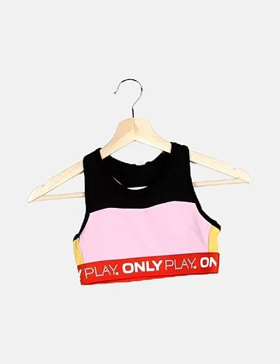 Only Play Top deportivo multicolor print letters