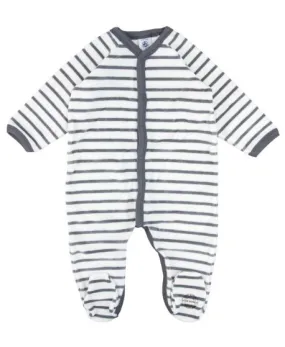 Pijama Bebe Petit Bateau Gris Rayas Corchetes