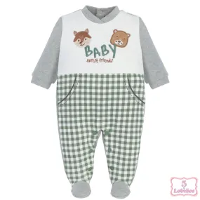 PIJAMA BEBE TERCIOPELO CUADRITOS VERDE