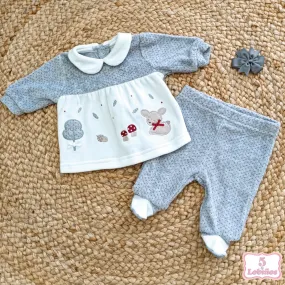 PIJAMA BEBE TERCIOPELO DOS PIEZAS GRIS