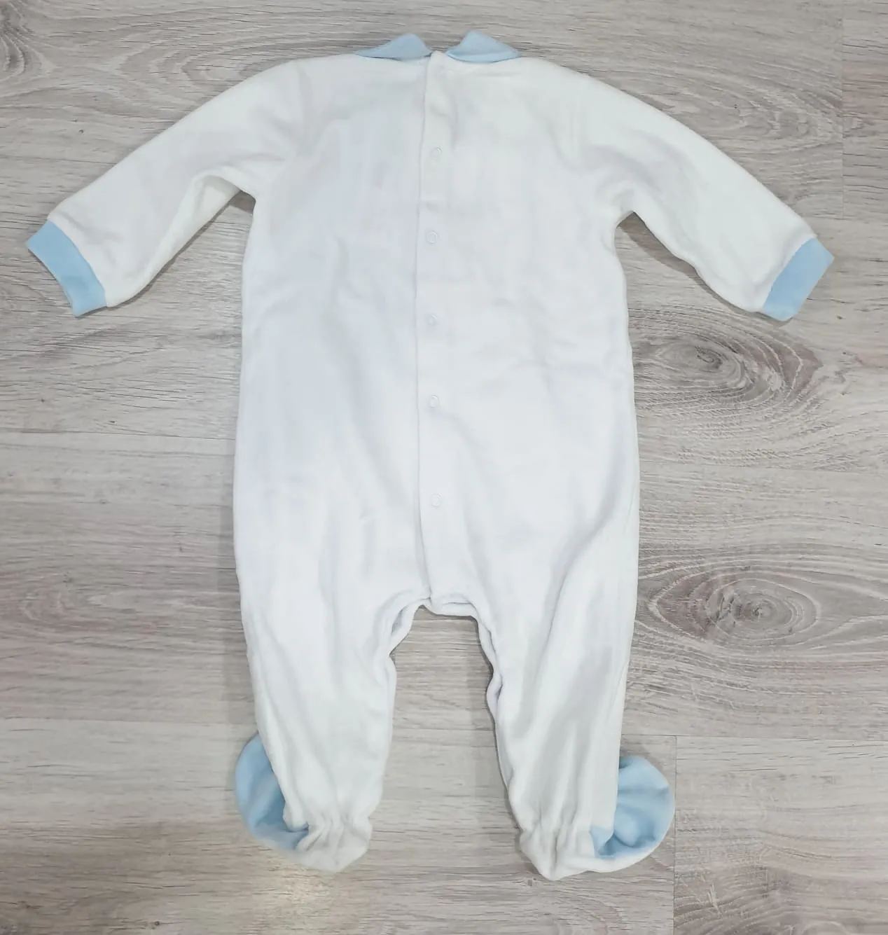 PIJAMA BEBE TERCIOPELO ENTERIZO CRICRI R510005 BLANCO / AZUL