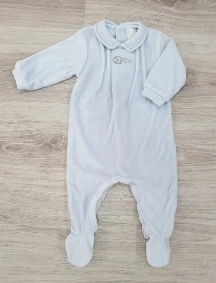 PIJAMA BEBE TERCIOPELO ENTERIZO CRICRI R510036 AZUL / GRIS