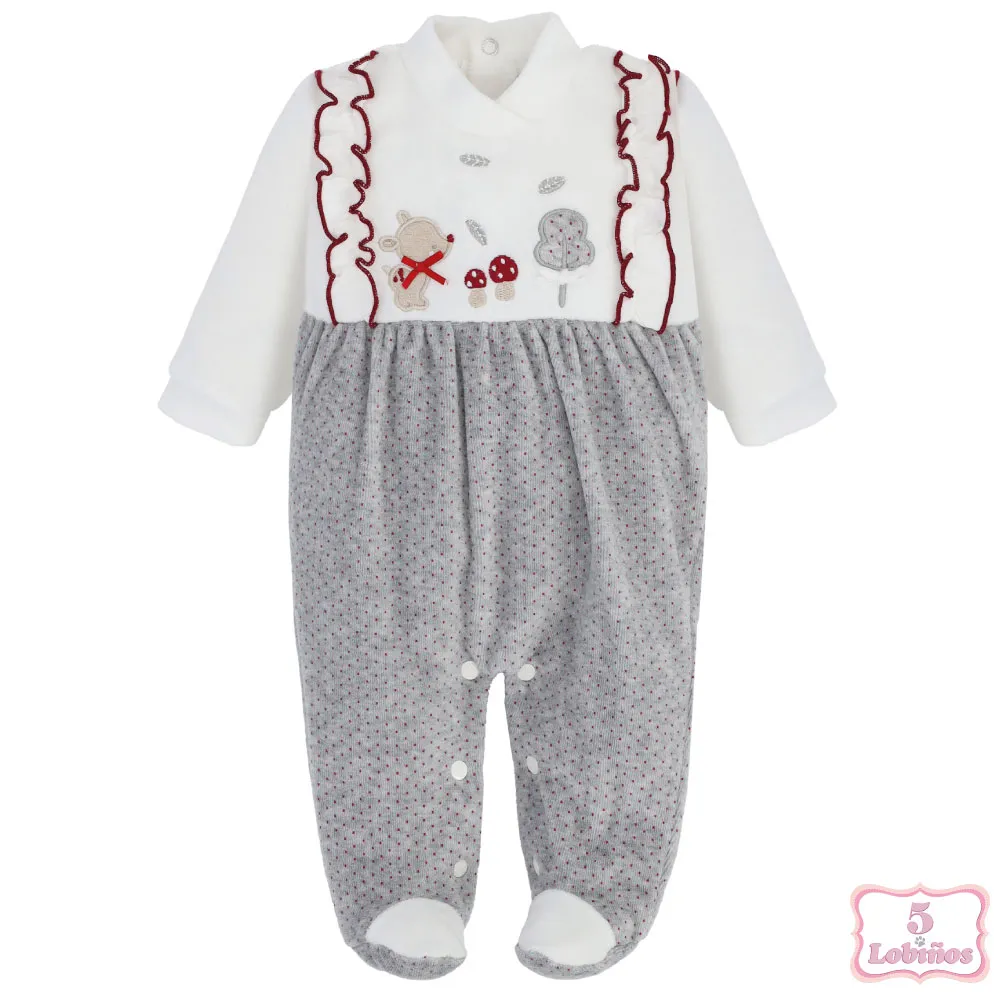 PIJAMA BEBE TERCIOPELO GRIS