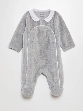 Pijama de terciopelo con cuello bebé - GRIS