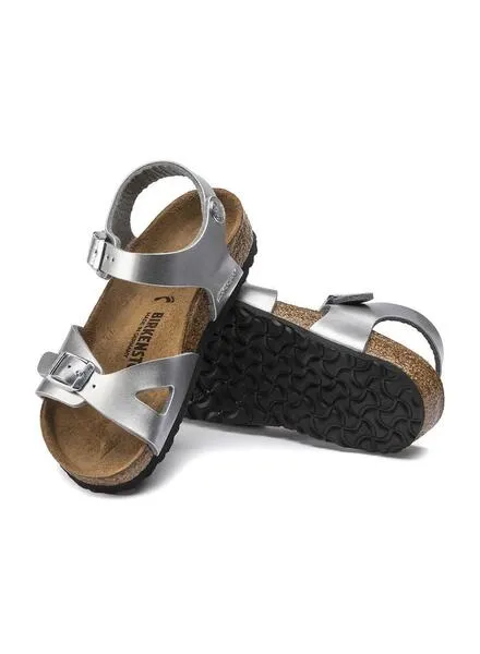 Sandalias Birkenstock Rio BF Plateadas para Niña