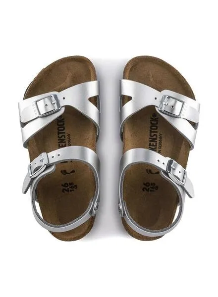 Sandalias Birkenstock Rio BF Plateadas para Niña