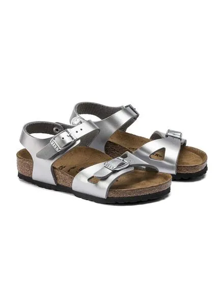 Sandalias Birkenstock Rio BF Plateadas para Niña