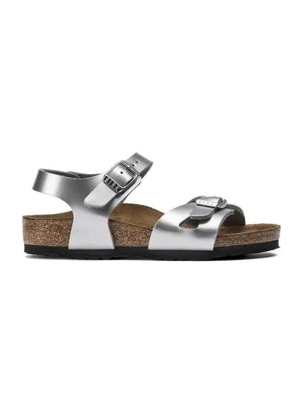 Sandalias Birkenstock Rio BF Plateadas para Niña