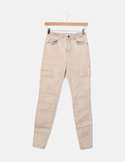 Stradivarius Jeans beige skinny cargo