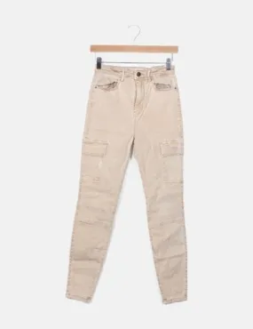 Stradivarius Jeans beige skinny cargo