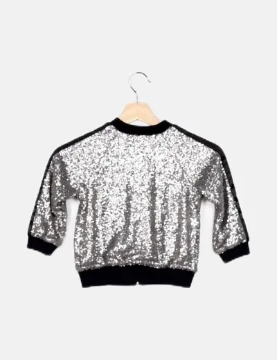 Zara Chaqueta gris paillettes