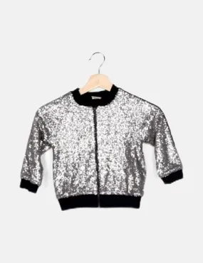 Zara Chaqueta gris paillettes